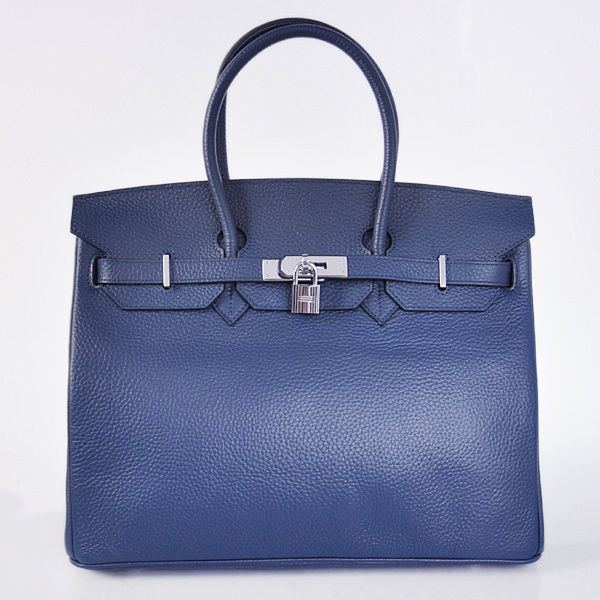 H35LSDBS Hermes Birkin 35CM pelle clemence in blu scuro con S